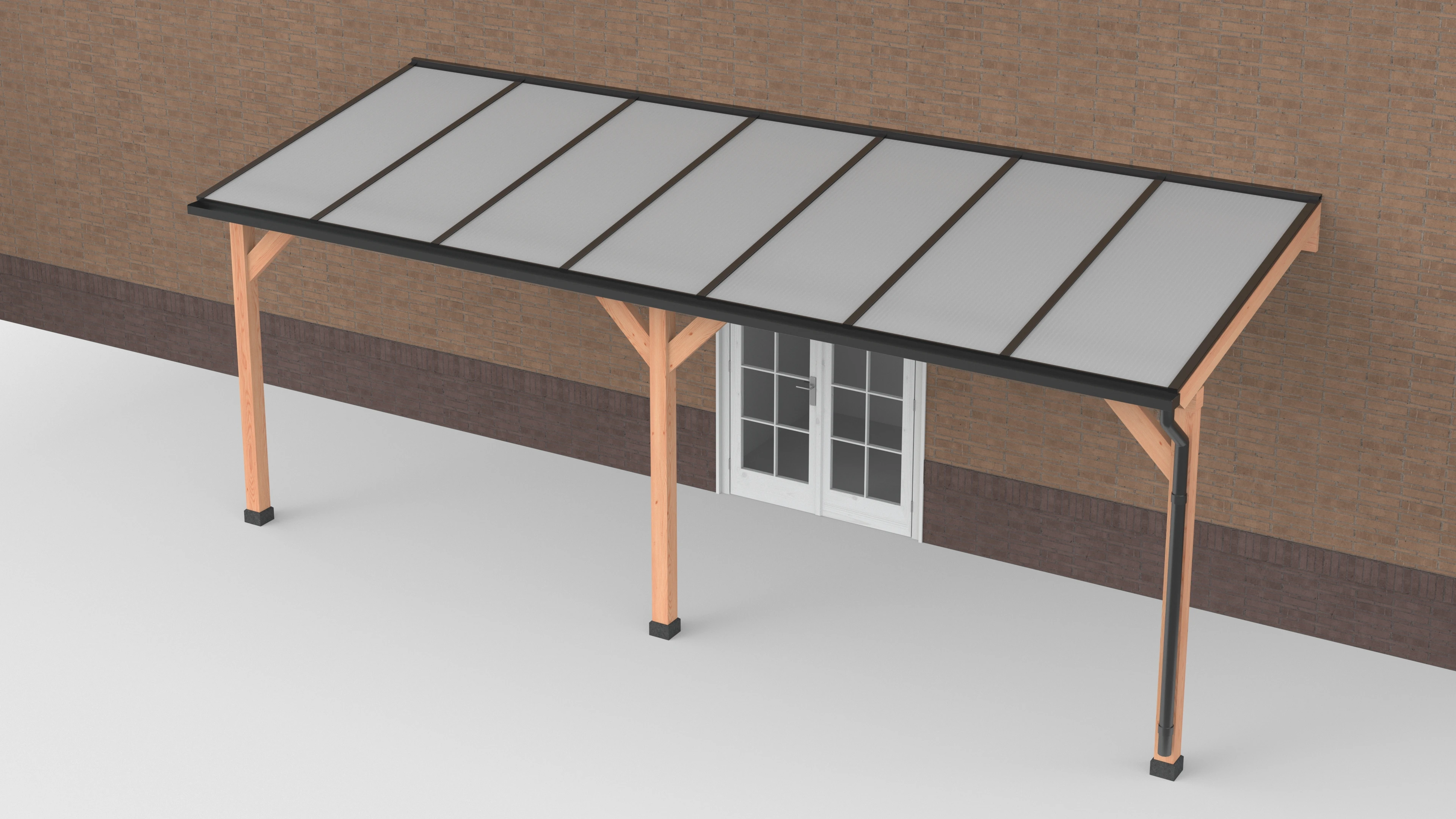 Douglas Terrasoverkapping Zwart Polycarbonaat Opaal Geschaafd 700 x 250 cm - Afbeelding 1